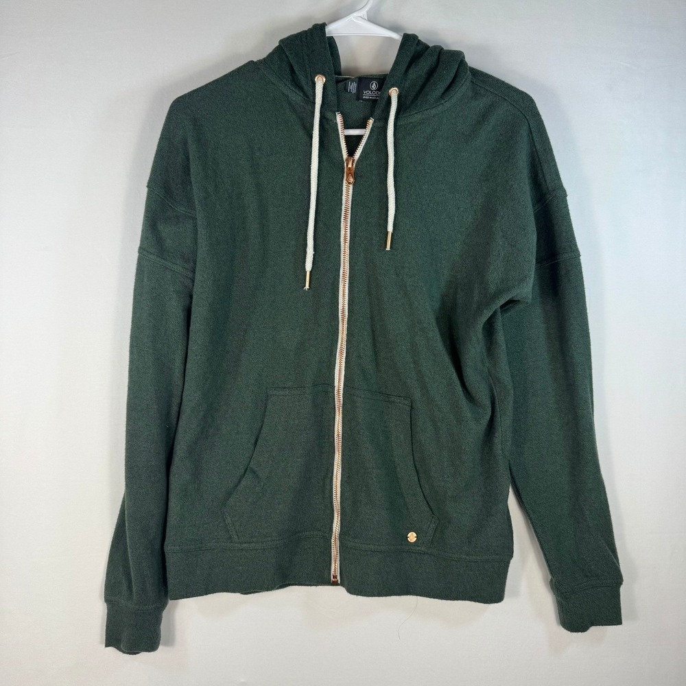 Volcom Lived In Lounge Mens Green Full Zip Hoodie Sweatshirt B4832203 Small